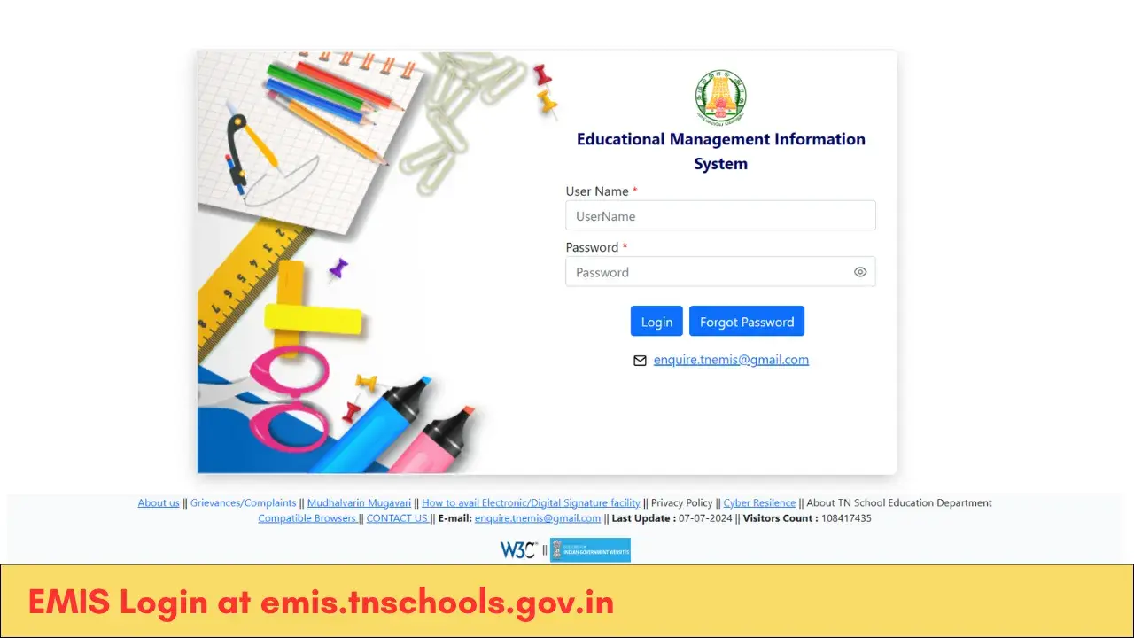 EMIS Login at emis.tnschools.gov.in: Registration, Login, Password Reset