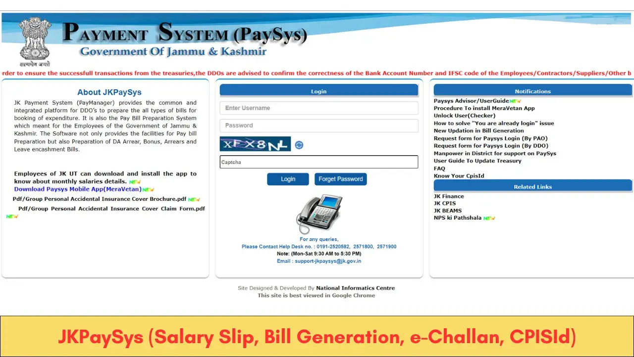 JKPaySys (Salary Slip, Bill Generation, e-Challan, CPISId)