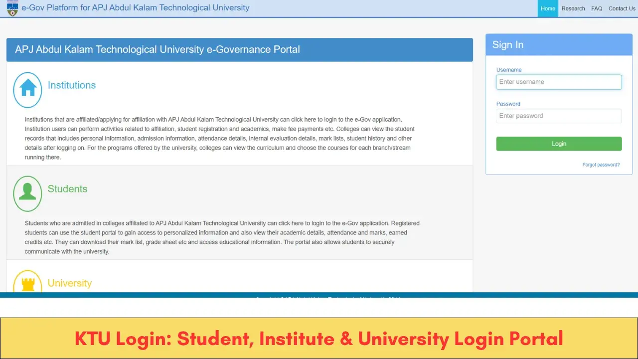 KTU Login 2024: Student, Institute & University Login Portal