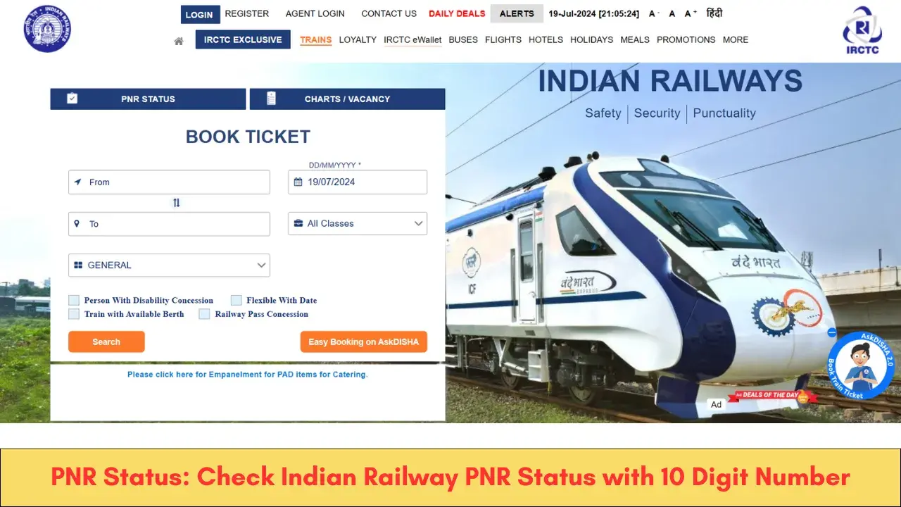 PNR Status: Check Indian Railway PNR Status with 10 Digit Number