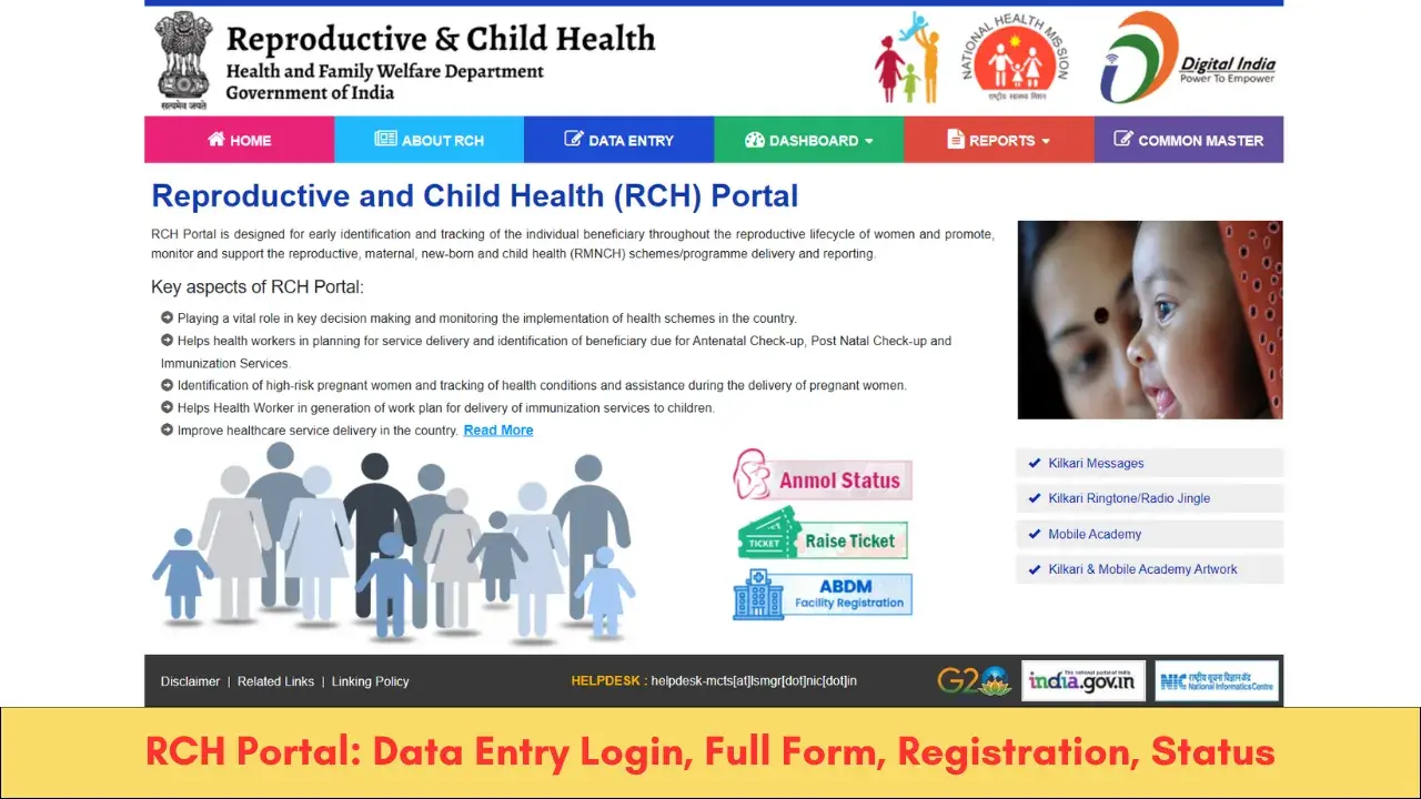 RCH Portal: Data Entry Login, Full Form, Registration, Status
